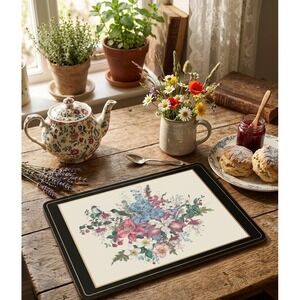 Pimpernel Hummingbird Floral Cork Back Placemat 12x9 Multicolor Made in England
